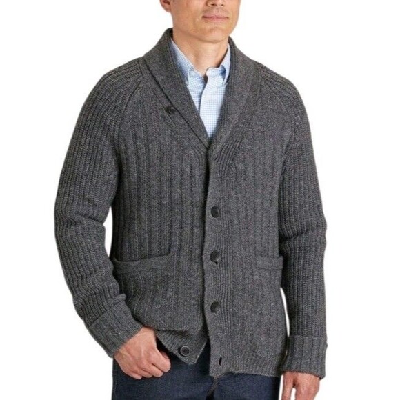 Duluth Trading Co. Woolpaca Shawl Collar Cardigan Mens XL Tall Gray Grandpacore - Picture 1 of 9